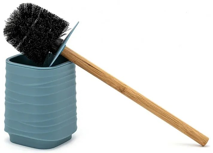 Scopino WC da appoggio turchese cobalto in abs e bambù Wave