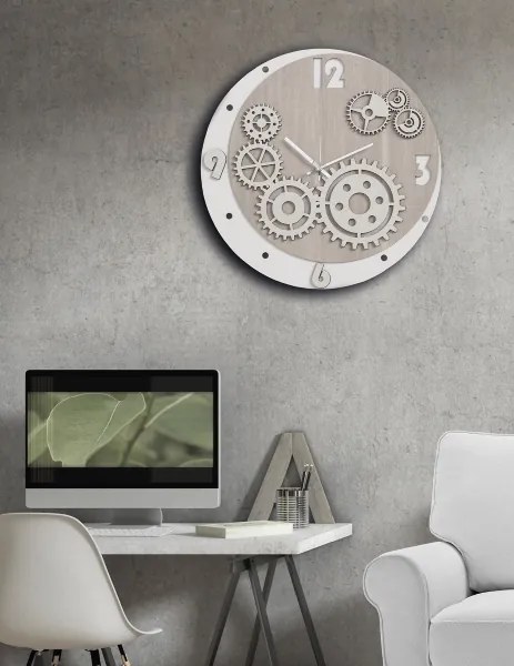 Orologio da parete in legno laminato TRS - D50 INGRANAGGI