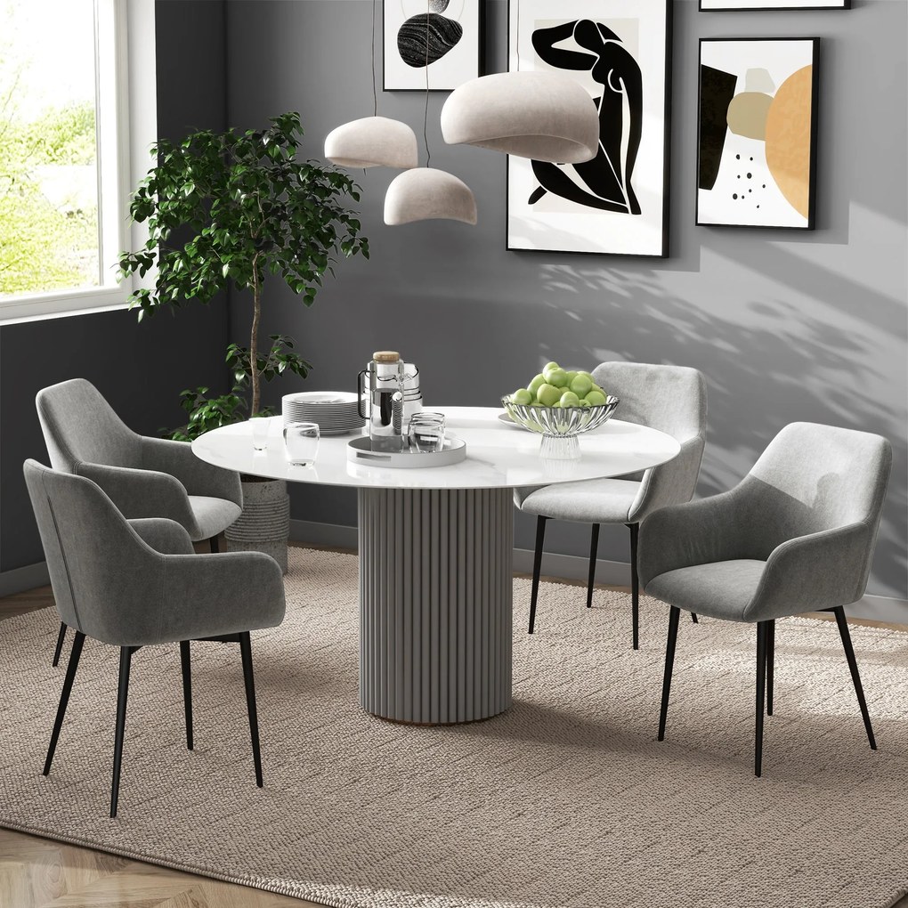 Set 2 Sedie Imbottite Stile Nordico 54x57x80 cm Tessuto Effetto Velluto Grigio Scuro...