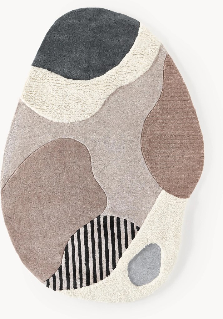 Tappeto in lana taftato a mano con motivo in rilievo Silas