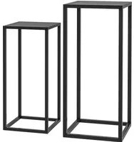 Set 2 Portapiante 25x25x58,5 cm e 31x31x65 cm in Acciaio Nero