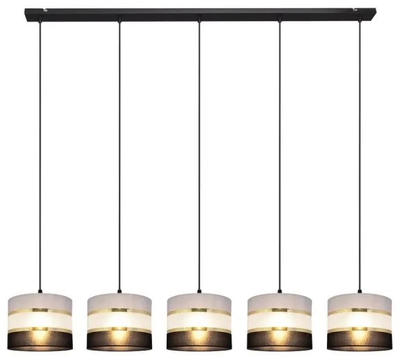 Lampadario a sospensione con filo HELEN 5xE27/15W/230V nero/grigio/oro
