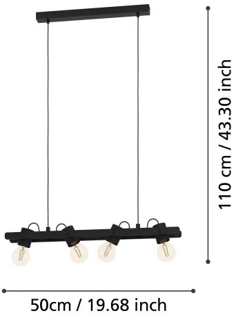 Eglo 43848 - Lampadario a sospensione con filo PLIMSOLL 4xE27/15W/230V