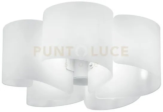 Plafoniera imagine bianca 5 luci attacco e27 63x29,5cm vetro e allu...