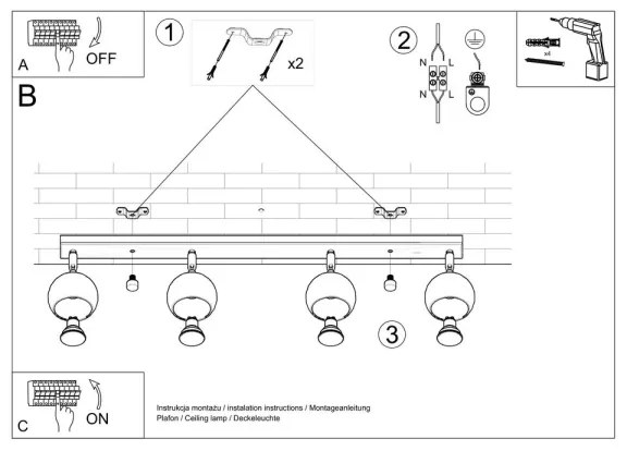 Sollux SL.0447 - Faretto da binario OCULARE 4xGU10/10W/230V