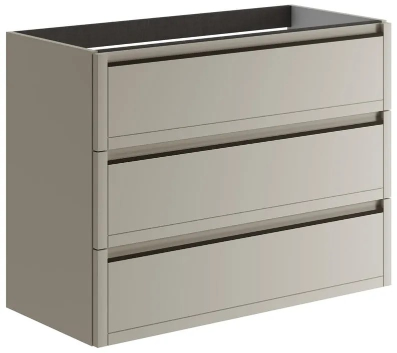 Mobile da bagno sospeso sotto lavabo L 99.5 x H 78 x P 45.5 cm beige opaco, 3 cassetti Tratto