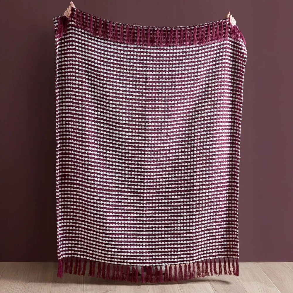 Coperta burgundy 125x150 cm Stab Stitch – Catherine Lansfield