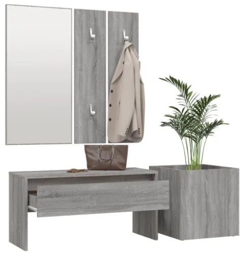 Set di Mobili da Corridoio Grigio Sonoma in Legno Multistrato
