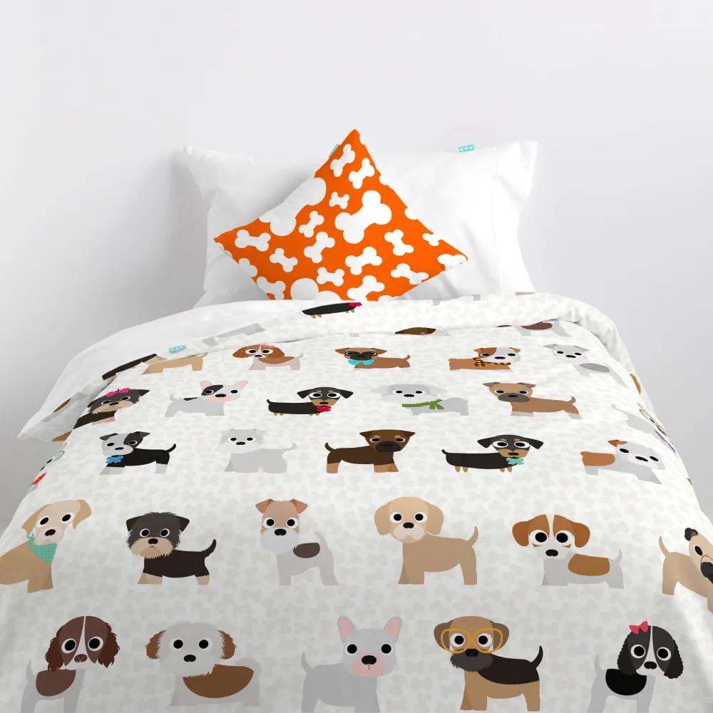 Copripiumino e cuscino Dogs in cotone per bambini, 140 x 200 cm - Mr. Fox