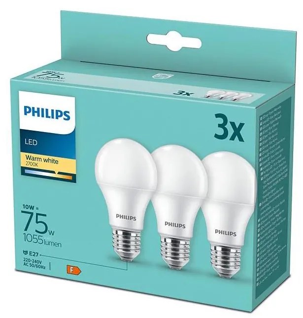 SET 3x Lampadine LED Philips A60 E27/10W/230V 2700K