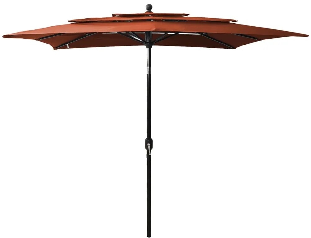 Ombrellone A 3 Livelli Palo İn Alluminio Terracotta 2,5x2,5m /