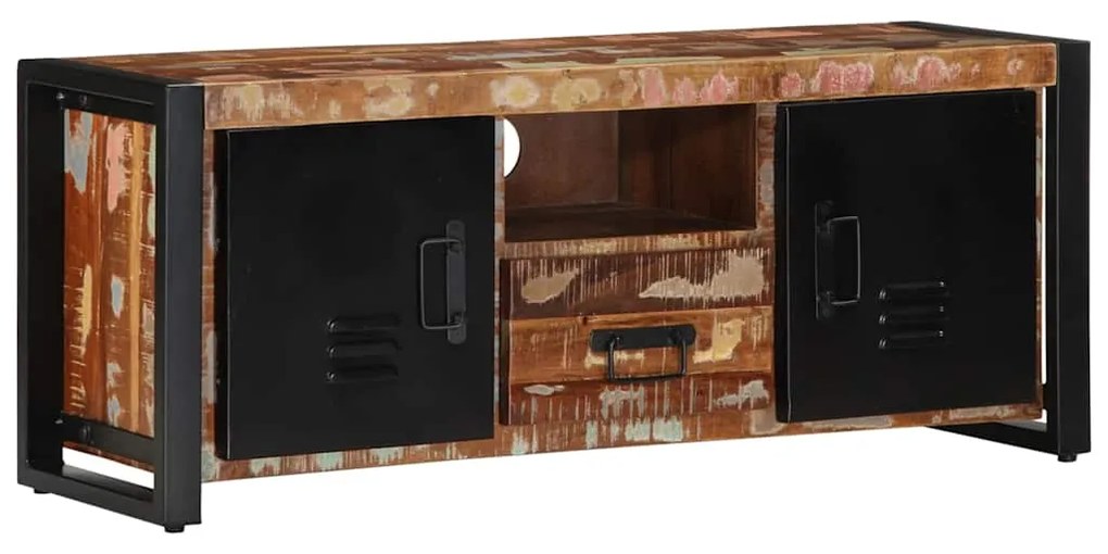 Mobile Porta Tv 100x30x40 Cm İn Legno Massello Di Recupero /
