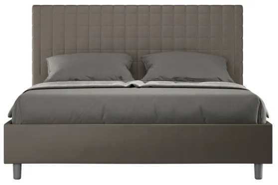 Letto matrimoniale con rete imbottito 160x210 similpelle cappuccino Sunny