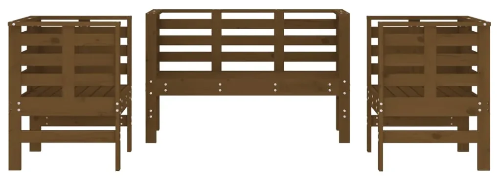Set salotto da giardino 3 pz miele in legno massello di pino