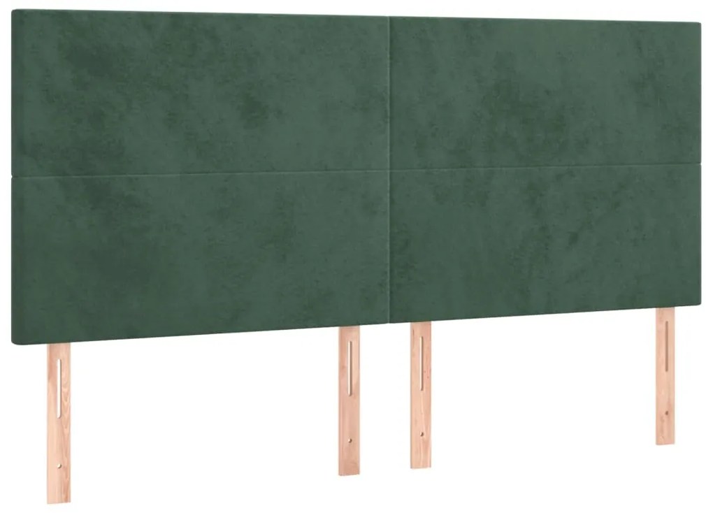 Testiera 4 pz verde scuro 90x5x78/88 cm in velluto