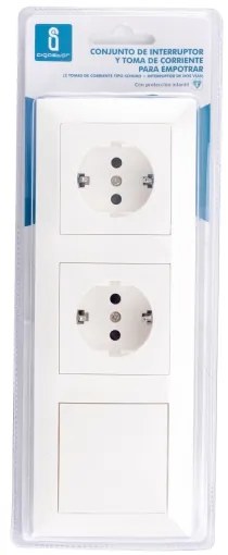 Aigostar - Confezione da 2 prese domestiche con interruttore 2x16A/250V SCHUKO