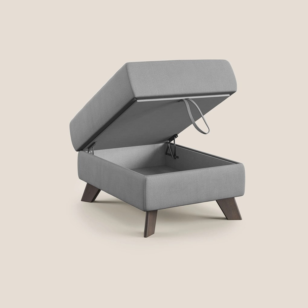 Moon Pouf contenitore e piedini alti in microfibra impermeabile T11 grigio