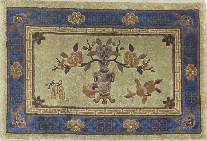 Peking Tappeto 60 x 80 Verde (Cina) Annodato A Mano