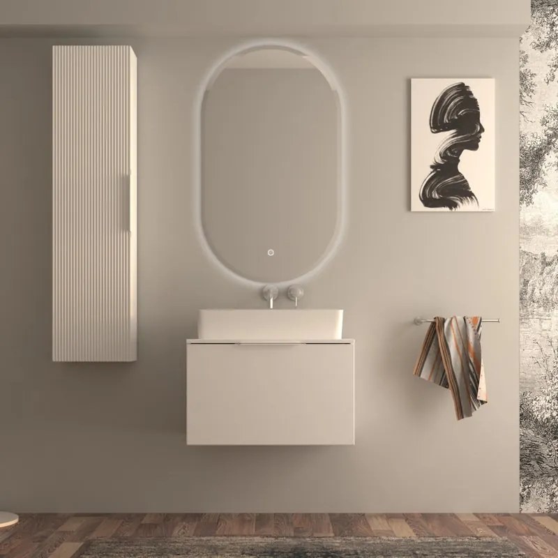 Mobile da bagno sospeso sotto lavabo Modula di BADEN HAUS L 70 x H 43 x P 44 cm bianco  opaco, 3 cassetti