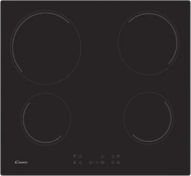 Piano cottura in vetroceramica 4 fuochi 6500w nero - cc64ch Candy