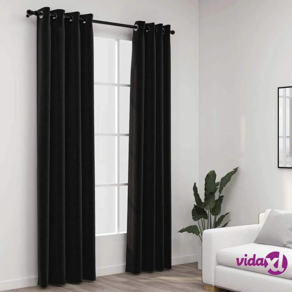 vidaXL Tende Oscuranti Effetto Lino 2 pz 140x225 cm Antracite