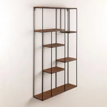 Scaffale da parete in legno e acciaio Anslo Marrone Legno Scuro - Sklum