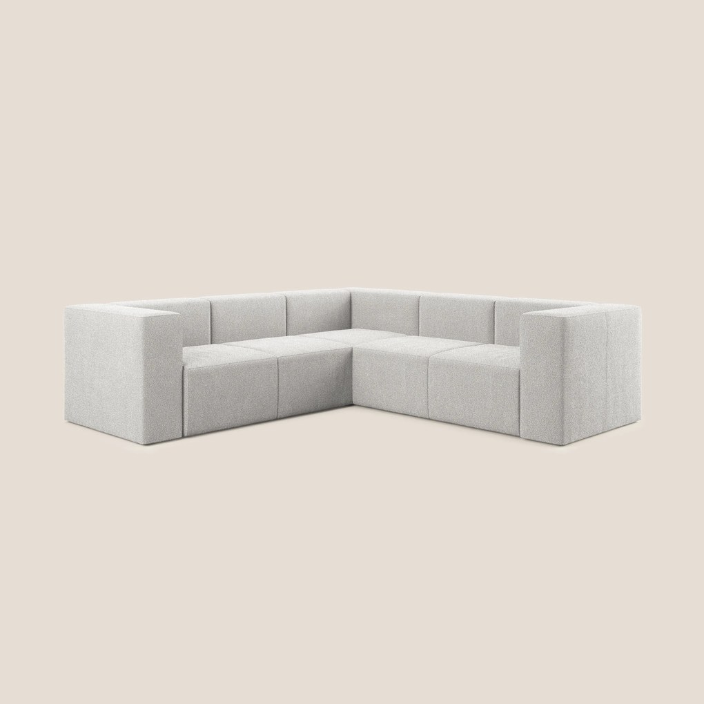Nettuno divano angolare componibile reversibile in morbido tessuto bouclè T07 grigio