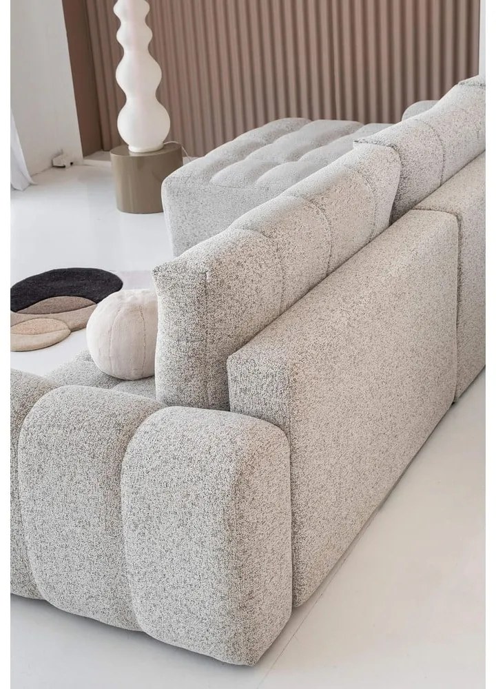 Divano angolare componibile beige allungabile/con contenitore (con penisola a sinistra) Lulu – Miuform