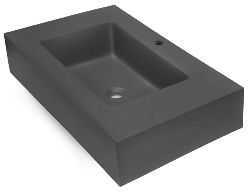 Lavabo Sospeso 100x46 Cm Lullaby "Giada" Effetto Liscio Antracite Opaco