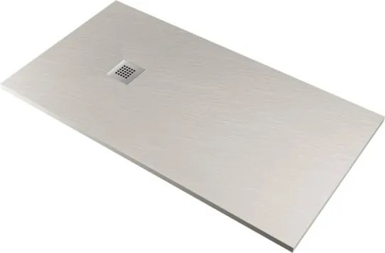 Piatto doccia in mineralmarmo 70x120 cm grigio chiaro effetto pietra con griglia e piletta sifonata