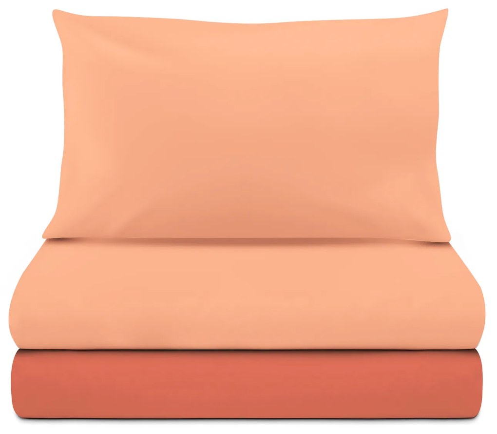 Completo letto 1 piazza e mezza corallo in microfibra