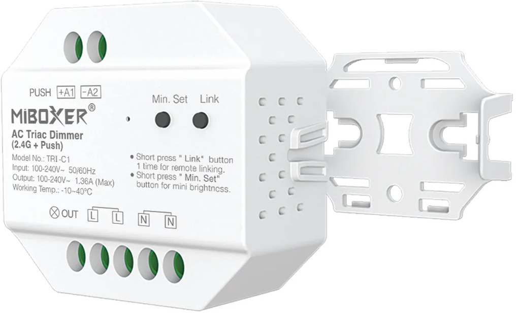Dimmer da Pulsante Push e Telecomando TRIAC 230Vac 300W RF