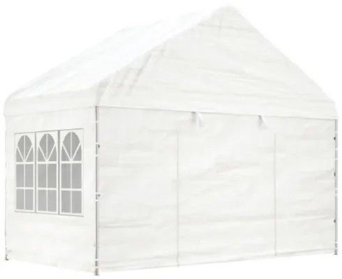 Gazebo con Tetto Bianco 20,07x4,08x3,22 m in Polietilene