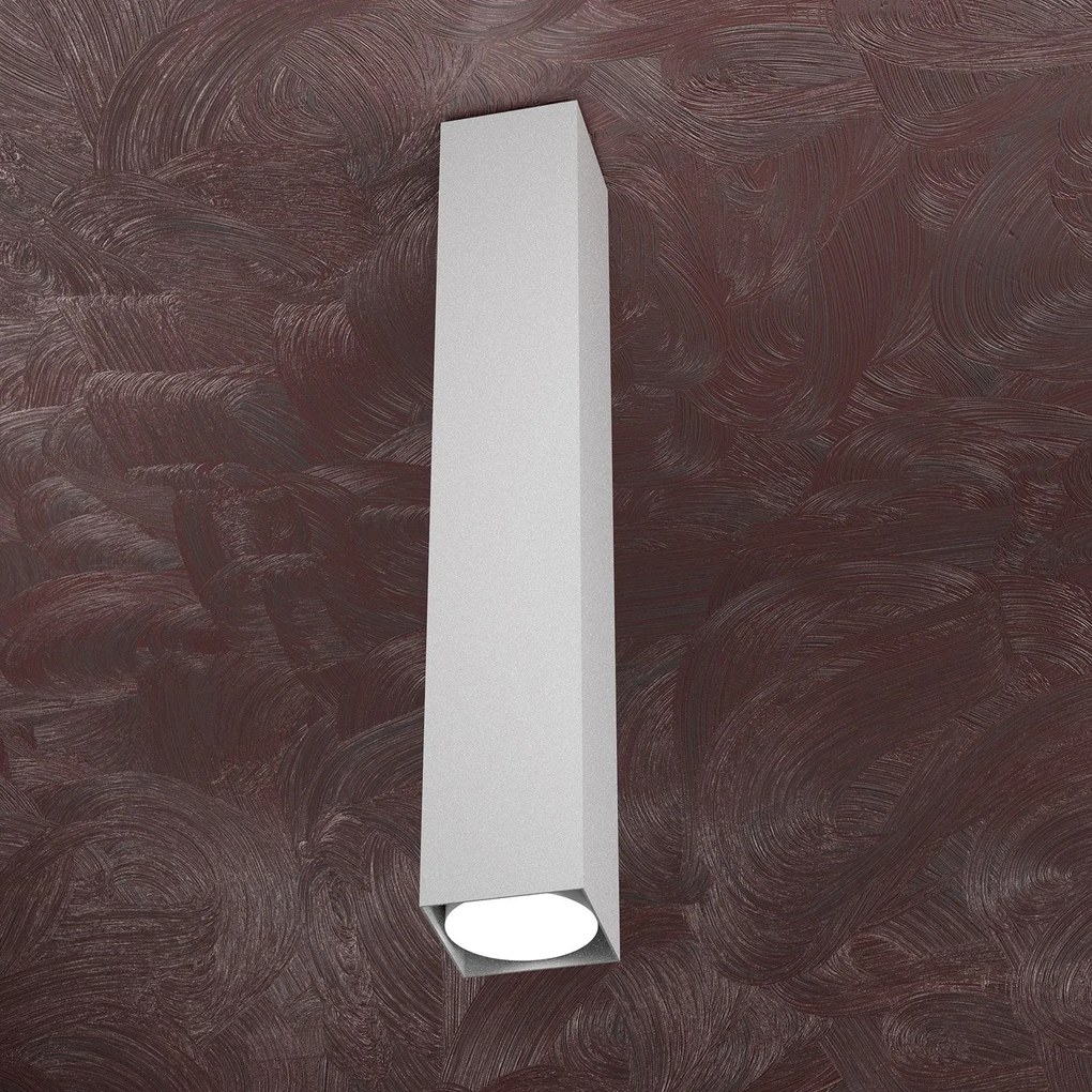 Plafoniera Moderna Cubica Area Metallo Grigio 1 Luce Gx53 50Cm