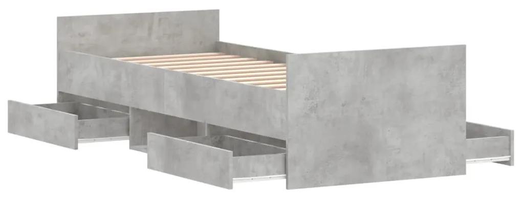 Giroletto con testiera e pediera grigio cemento 75x190 cm