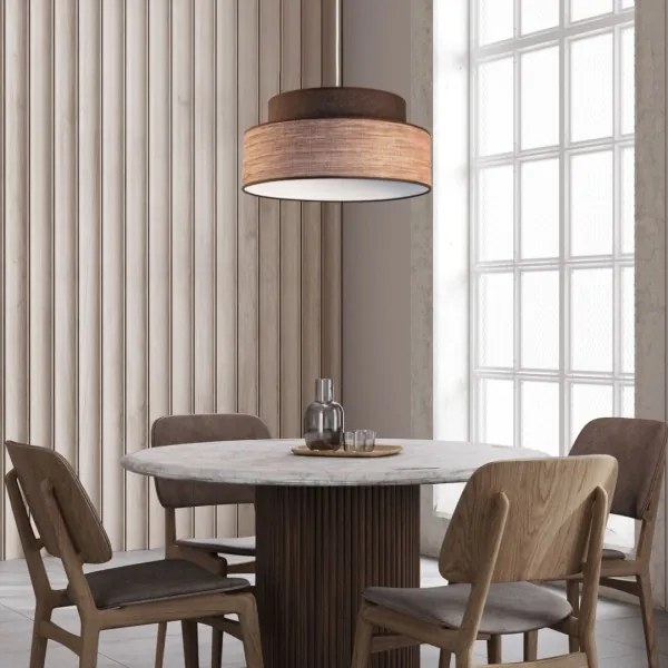 Lampadario a sospensione con filo GRACE 1xE27/60W/230V diametro 40 cm marrone/beige