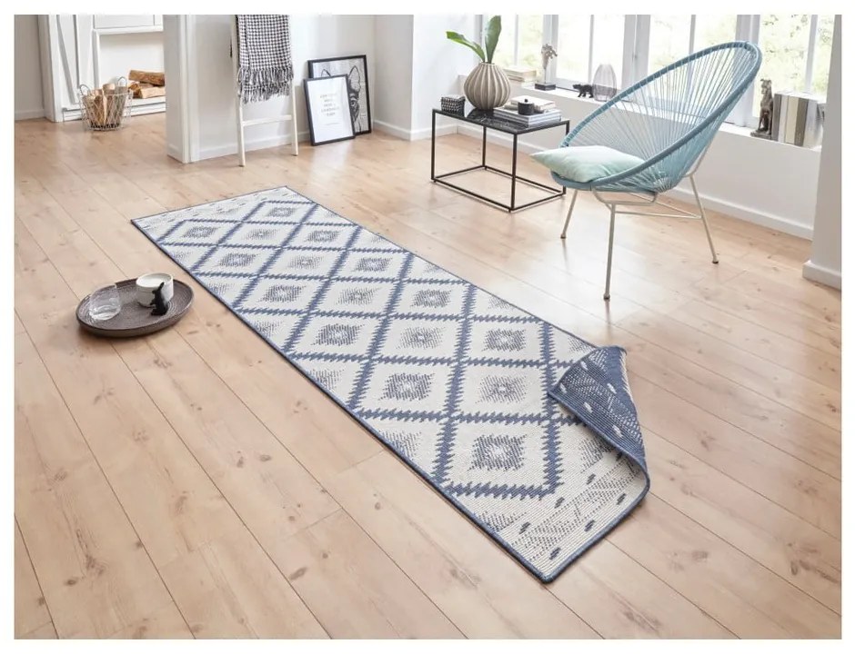 Tappeto da esterno blu e crema , 350 x 80 cm Malibu - NORTHRUGS