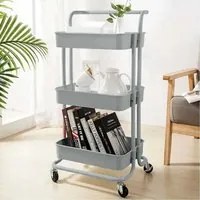 Carrello Trolley Cucina in Metallo 3 Ripiani 43x36x85 4 Ruote Salvaspazio Grigio