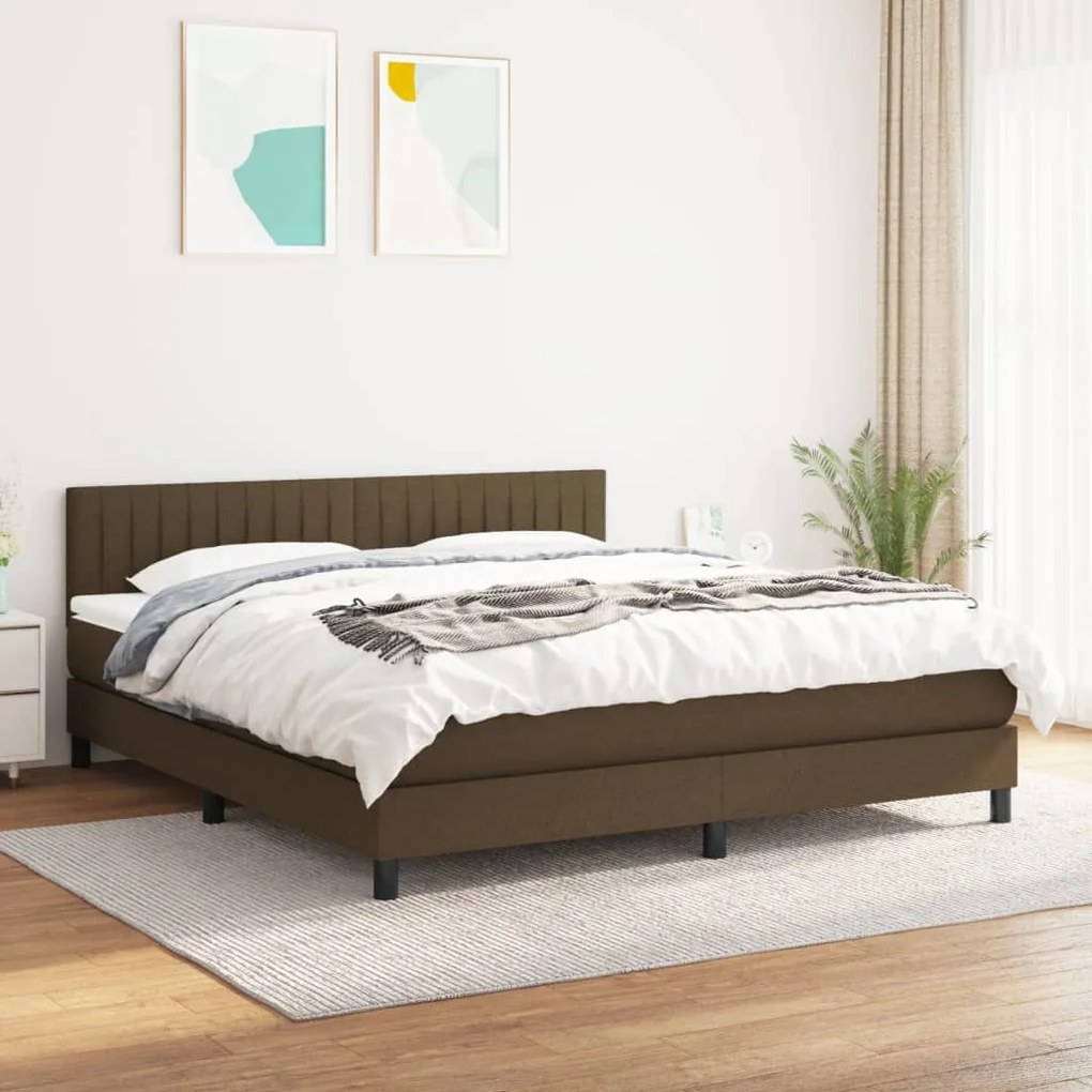 Giroletto A Molle Con Materasso Marrone Scuro 160x200cm Tessuto /