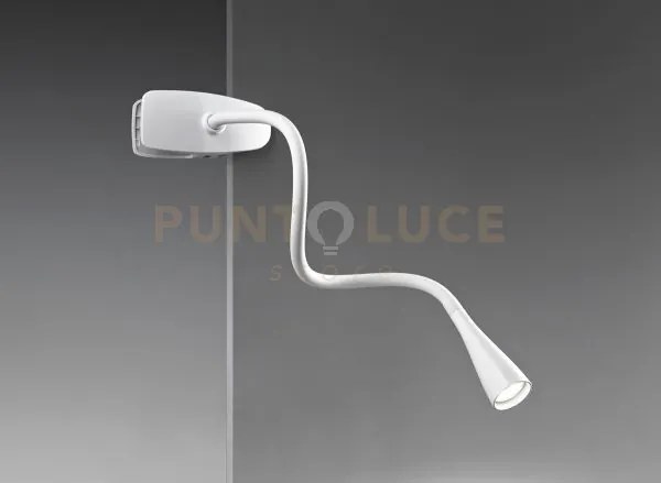 Lampada da tavolo in plastica bianco clip snake orientabile con pin...