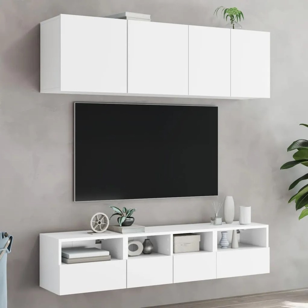 Mobili tv a muro 5pz bianchi in legno multistrato