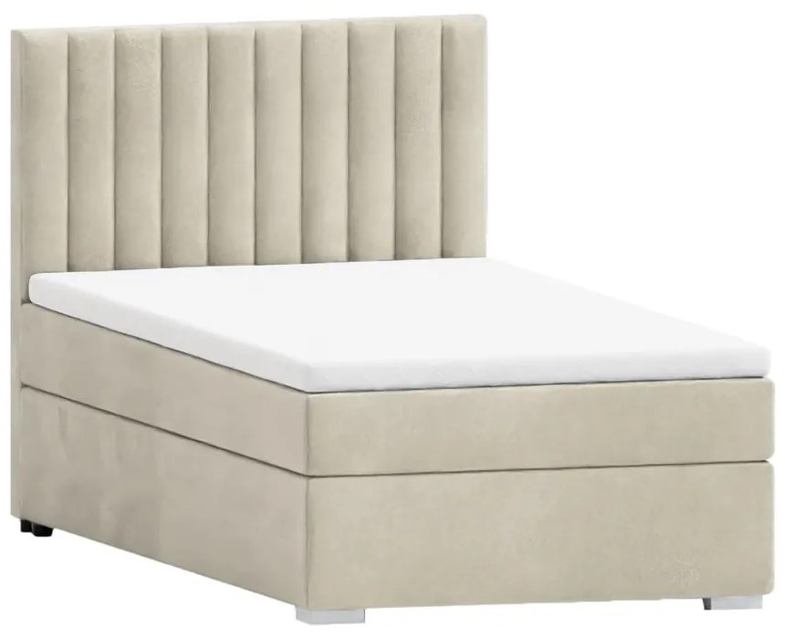 Letto singolo imbottito con contenitore beige con materasso e topper inclusi 90x200 cm Bunny – Ropez