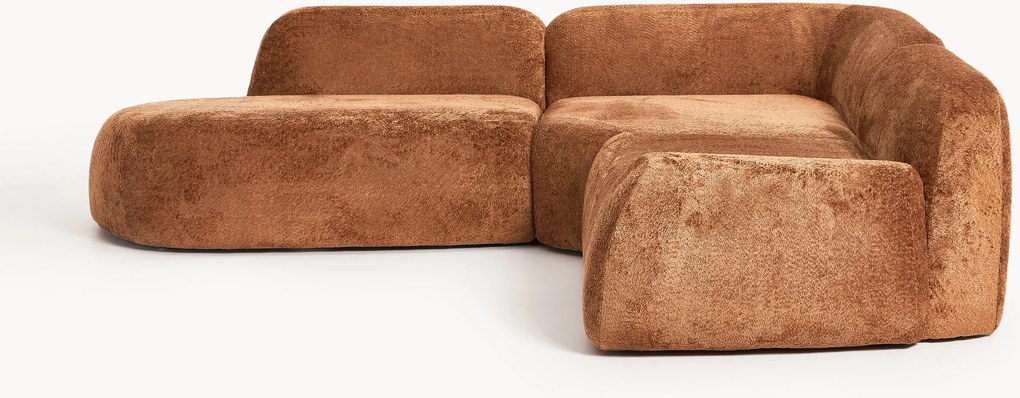 Divano angolare componibile 4 posti con chaise longue in teddy bouclé Wolke
