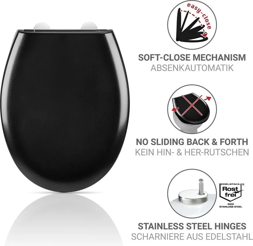 Sedile WC con chiusura Easy-Close (automatica) 37 x 44,5 cm Rieti – Wenko