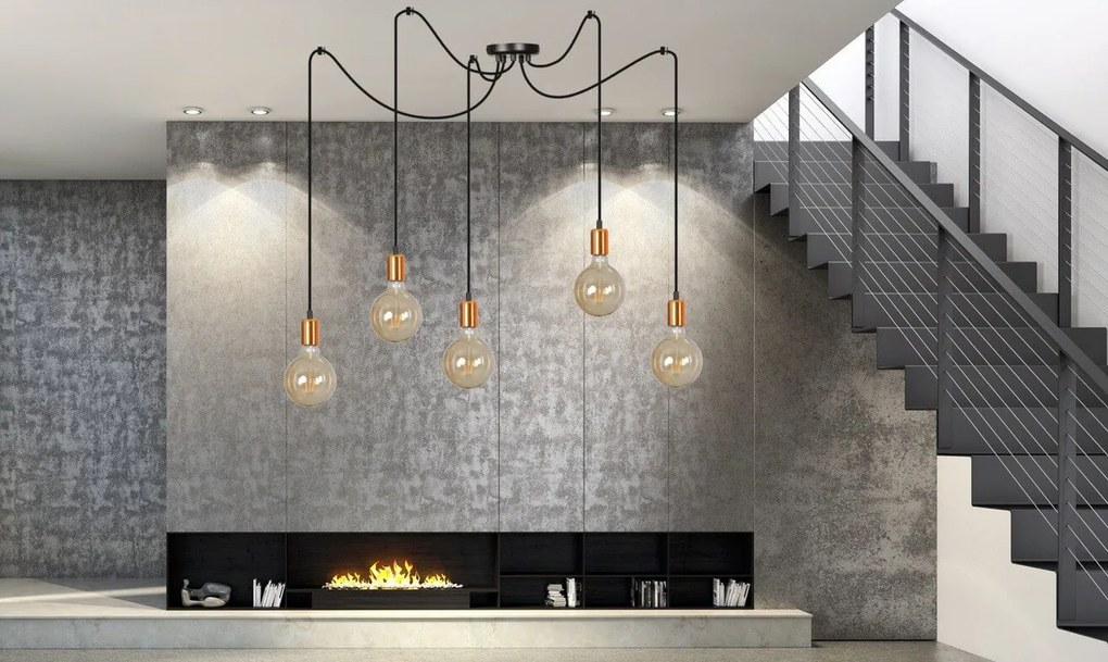 Lampadario a Sospensione SPARK 5 BLACK
