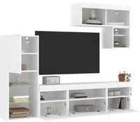 Mobili TV a Muro con LED 6pz Bianchi in Legno Multistrato 3216732