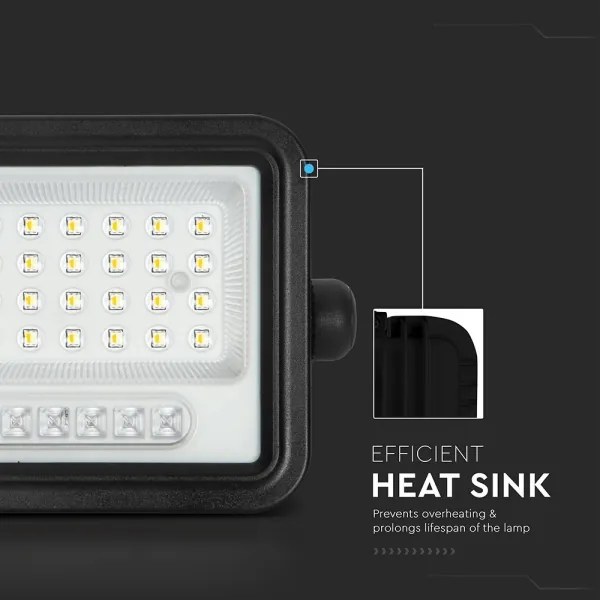 Proiettore solare LED dimmerabile 50W/3,2V IP65 3800 mAh nero + telecomando