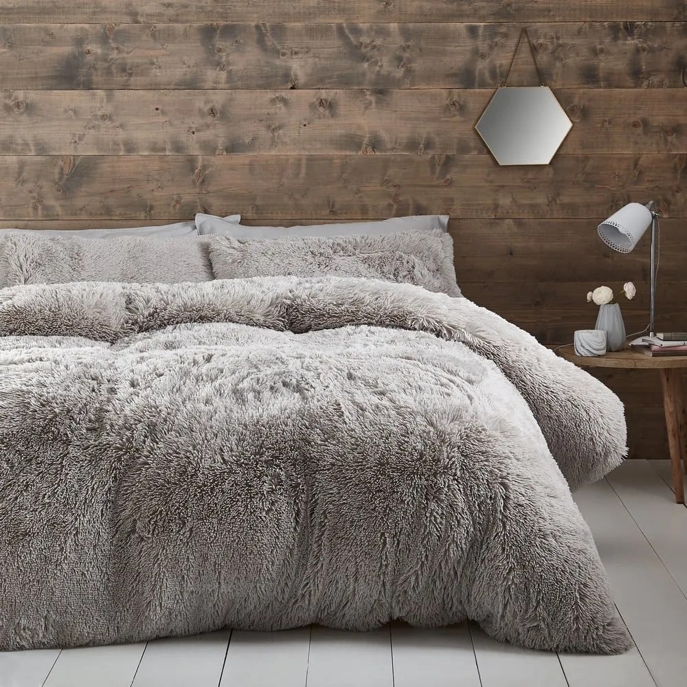 Biancheria grigia estesa per letto matrimoniale 230x220 cm Cuddly Deep Pile - Catherine Lansfield