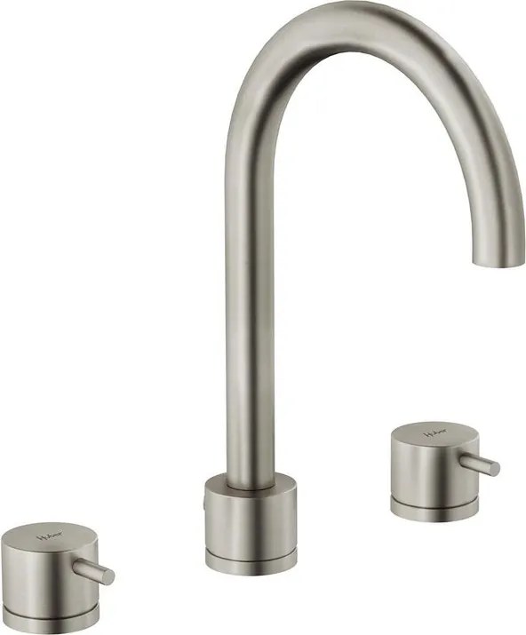 Rubinetto per lavabo getto laminare cristallino TAYRONA nichel satinato HUBER H 26 cm