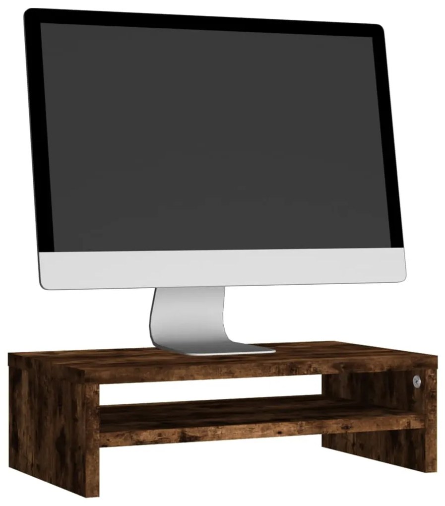 Supporto per monitor rovere fumo 42x24x13 cm legno multistrato